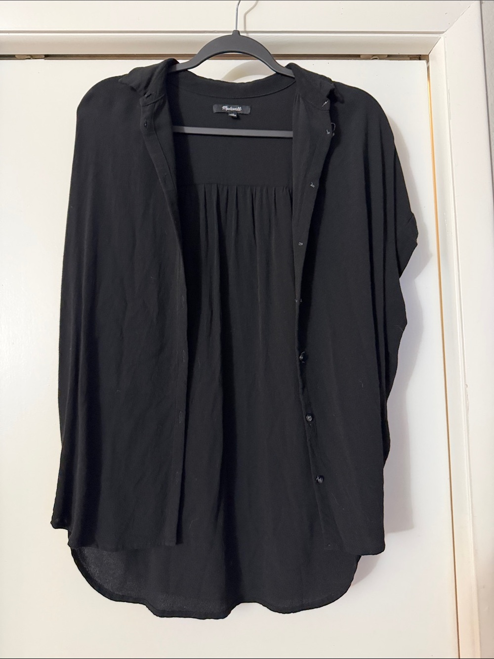 Madewell Black Relaxed Button-Front Blouse